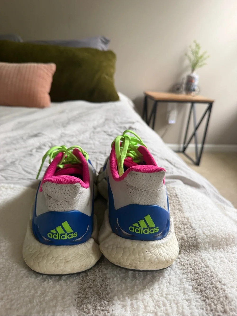 adidas Men's Athletic Shoes in Blue, Pink, Neon Green, White
